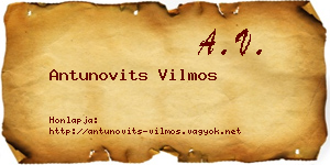 Antunovits Vilmos névjegykártya
