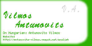 vilmos antunovits business card